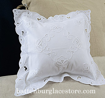 Scalloped Imperial Embroidered Baby Sham 12x12" Square (Cover)